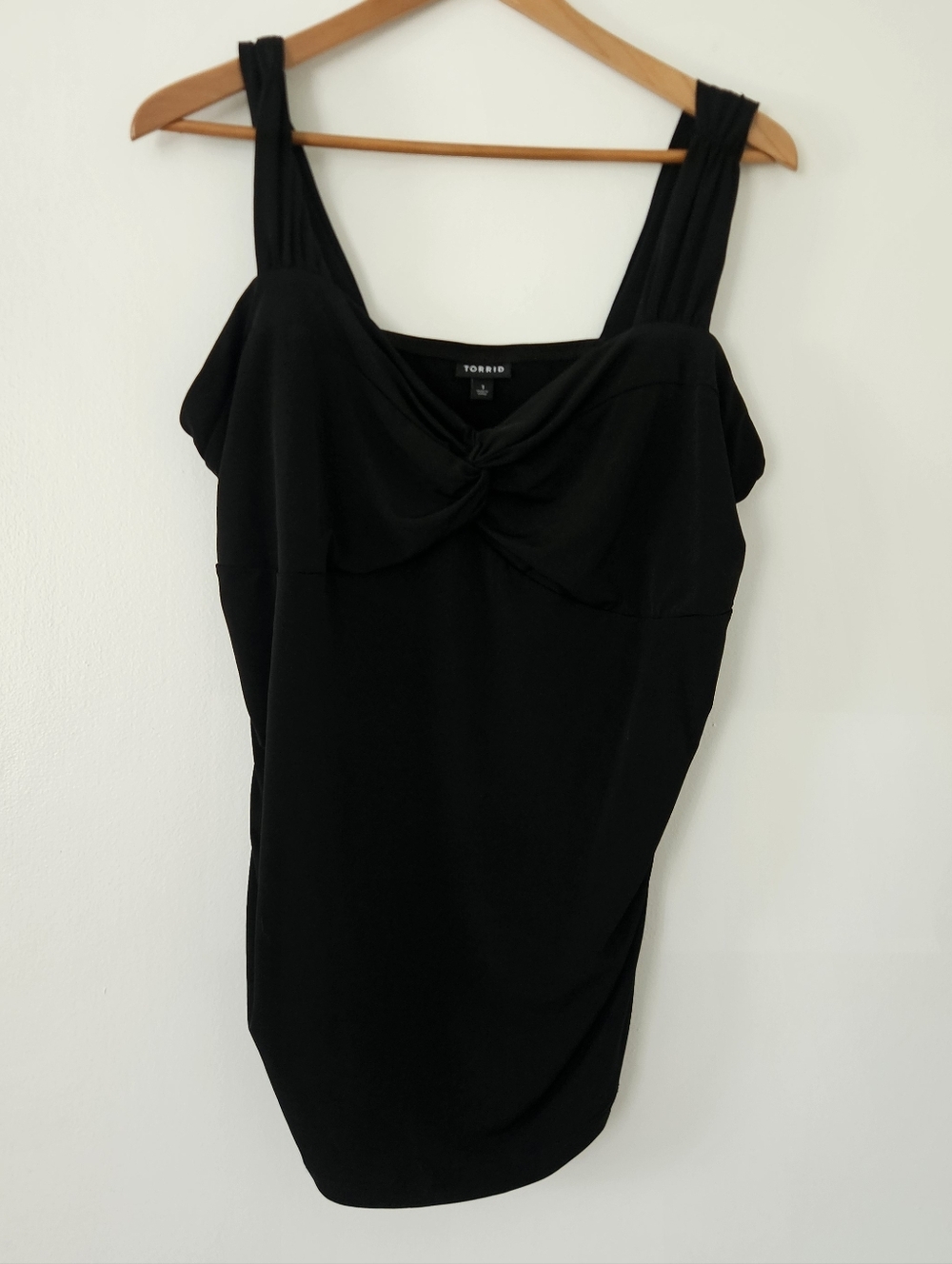 Torrid Womens Top 1 1X Babydoll Black Ruched Empire Y2K Stretch Minimalist Tank